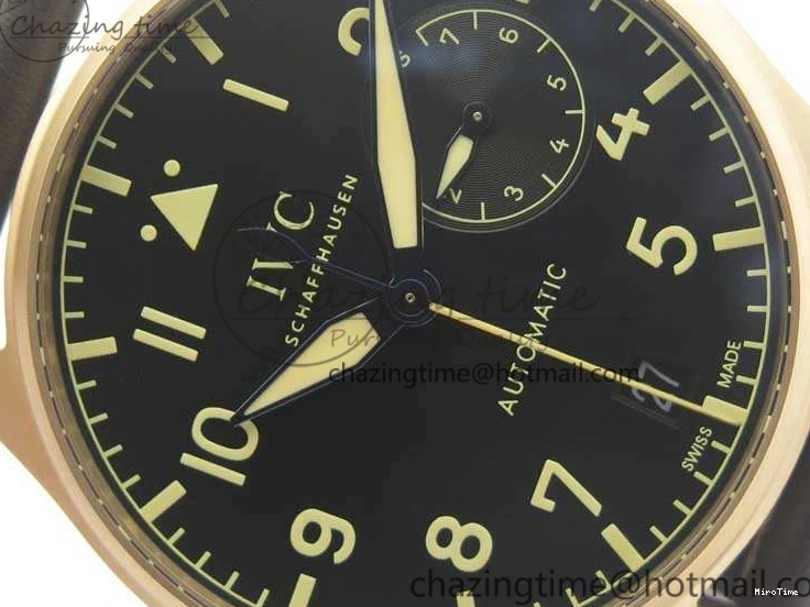 MIROTIME 0503 Big Pilot IW510301 Satin-Polished RG YLF Best Edition Black Dial On Leather Strap A Flexible 7222